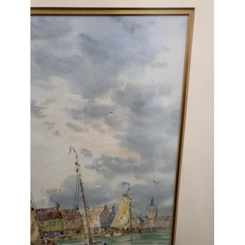 88 - John Hamilton Glass Original Watercolor Depicting Boats Signed Lower Left Measures 64cm Tall by 51cm... 