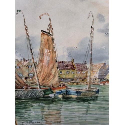 88 - John Hamilton Glass Original Watercolor Depicting Boats Signed Lower Left Measures 64cm Tall by 51cm... 