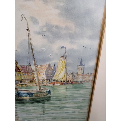 88 - John Hamilton Glass Original Watercolor Depicting Boats Signed Lower Left Measures 64cm Tall by 51cm... 