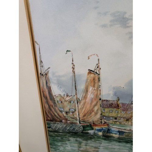 88 - John Hamilton Glass Original Watercolor Depicting Boats Signed Lower Left Measures 64cm Tall by 51cm... 