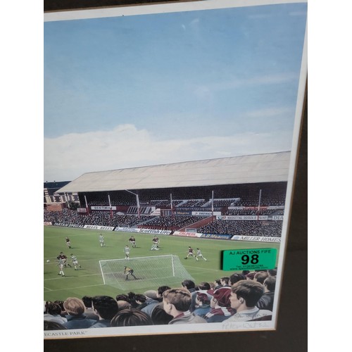 98 - Alan Watson Limited Edition Print Titled Tynecastle Park Depicting Hearts V Celtic Measures 65cm Lon... 