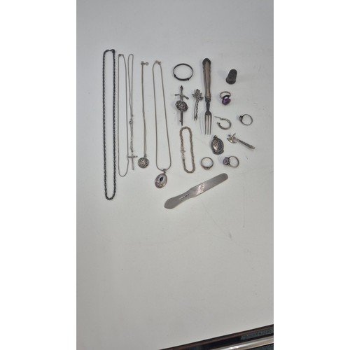 308 - Collection of Sterling Silver Items to Include Jewellery, Fork & Thimble