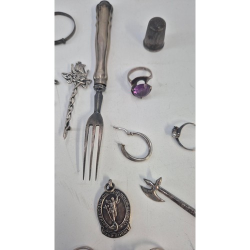 308 - Collection of Sterling Silver Items to Include Jewellery, Fork & Thimble