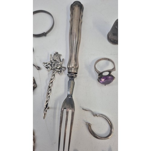 308 - Collection of Sterling Silver Items to Include Jewellery, Fork & Thimble