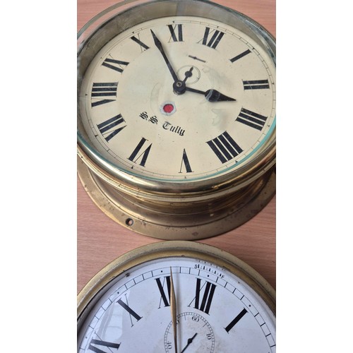 340 - Four Brass Bulkhead Clocks