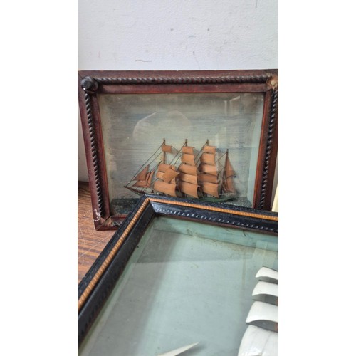 341 - Three Ship Dioramas69cm x 42cm66cm x 46cm 36cm x 31cm