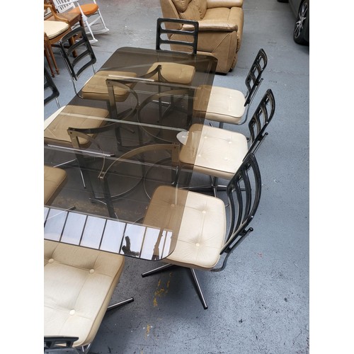 345 - Mid Century Space Age Table & Eight Chairs Table Measures 198cm Long by 91cm Wide