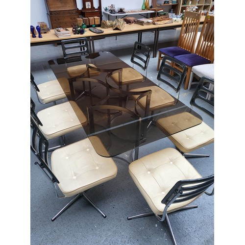 345 - Mid Century Space Age Table & Eight Chairs Table Measures 198cm Long by 91cm Wide