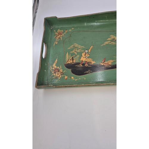 364 - Wooden Oriental Chinoiserie TrayLength 65cm x Width 33cm