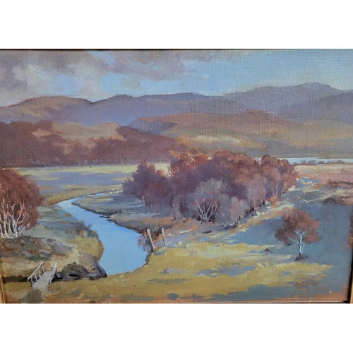 78 - Original Oil Painting by Leonard Kerr Titled Highland Landscape Measures 48cm Wide by 37cm Tall