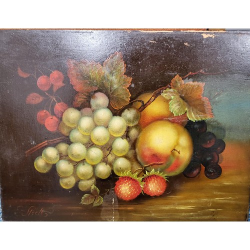 106 - Edwin Steele Original Still Life on Porcelain Depicting Fruit Very Well Painted Unfortunately The Po... 