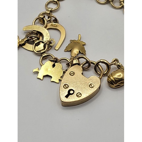 3 - 9ct Gold Charm Bracelet Weighs 28.4g Measures 16cm Long When Unclasped Fully Hallmarked