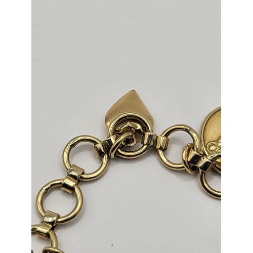 3 - 9ct Gold Charm Bracelet Weighs 28.4g Measures 16cm Long When Unclasped Fully Hallmarked