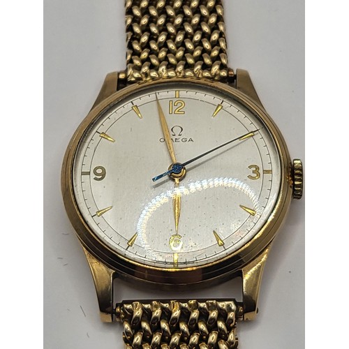 9 - 9ct Gold Gent's Omega Watch with 9ct Gold Strap Measures 18cm Unclasped Weighs 49.8g Great Looking S... 