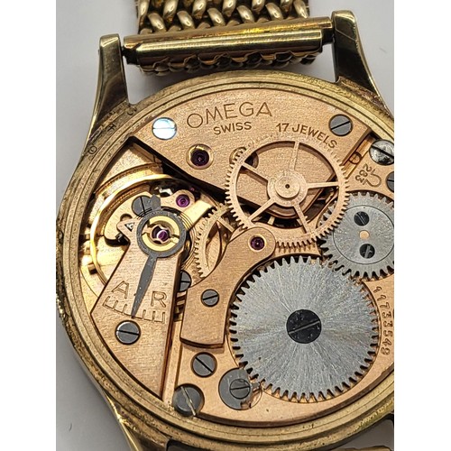 9 - 9ct Gold Gent's Omega Watch with 9ct Gold Strap Measures 18cm Unclasped Weighs 49.8g Great Looking S... 