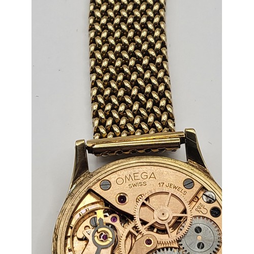 9 - 9ct Gold Gent's Omega Watch with 9ct Gold Strap Measures 18cm Unclasped Weighs 49.8g Great Looking S... 