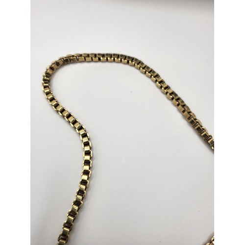 10 - 9ct Gold Link Guard Chain Measures 86cm Long Unhallmarked Electronically Tested Weighs 67.6g Very Go... 