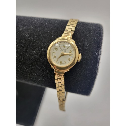 13 - 9ct Gold Ladies Rotary Watch Weighs 13.2g Measures 16cm Unclasped Working Order