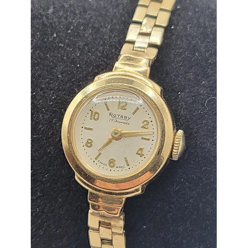 13 - 9ct Gold Ladies Rotary Watch Weighs 13.2g Measures 16cm Unclasped Working Order