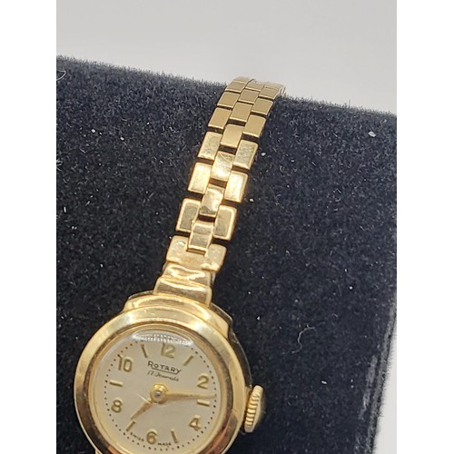 13 - 9ct Gold Ladies Rotary Watch Weighs 13.2g Measures 16cm Unclasped Working Order