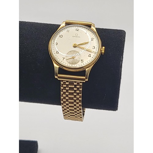 17 - 9ct Gold Gent's Omega Watch in Working Order Also Has 9ct Gold Strap Replacement Crown Measures 21cm... 