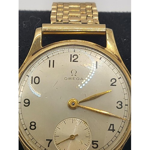 17 - 9ct Gold Gent's Omega Watch in Working Order Also Has 9ct Gold Strap Replacement Crown Measures 21cm... 