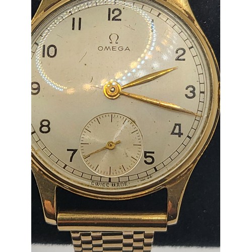 17 - 9ct Gold Gent's Omega Watch in Working Order Also Has 9ct Gold Strap Replacement Crown Measures 21cm... 