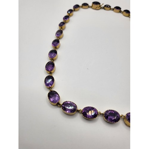 24 - 9ct Gold & Amethyst Necklace Item is Unhallmarked but Electronically Tested Item Measures 38cm U... 