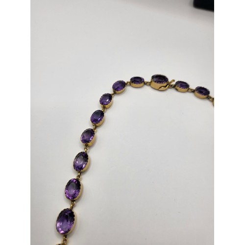 24 - 9ct Gold & Amethyst Necklace Item is Unhallmarked but Electronically Tested Item Measures 38cm U... 