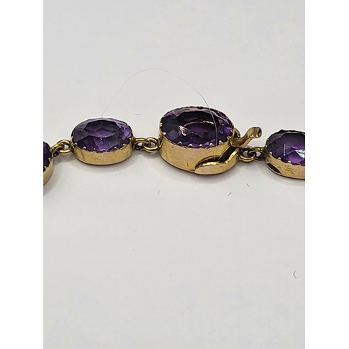 24 - 9ct Gold & Amethyst Necklace Item is Unhallmarked but Electronically Tested Item Measures 38cm U... 