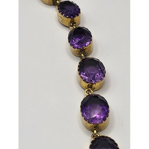 24 - 9ct Gold & Amethyst Necklace Item is Unhallmarked but Electronically Tested Item Measures 38cm U... 