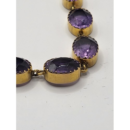 24 - 9ct Gold & Amethyst Necklace Item is Unhallmarked but Electronically Tested Item Measures 38cm U... 