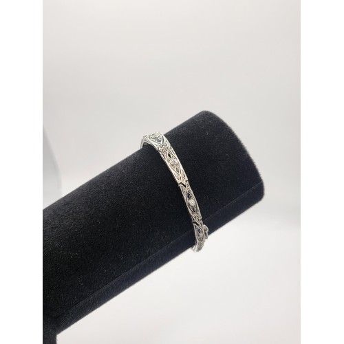 26 - Belle Epoque 18ct Diamond & Sapphire Bracelet Has Small Chip on Main Stone Item Weighs 12.1g Has... 