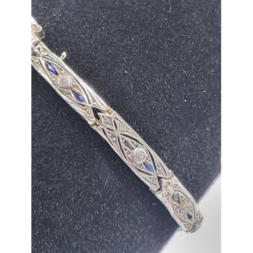 26 - Belle Epoque 18ct Diamond & Sapphire Bracelet Has Small Chip on Main Stone Item Weighs 12.1g Has... 