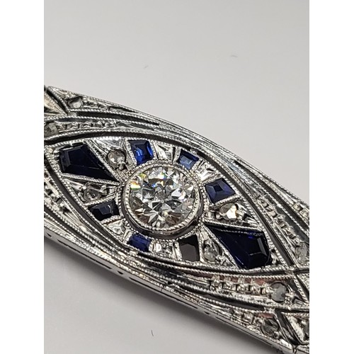 26 - Belle Epoque 18ct Diamond & Sapphire Bracelet Has Small Chip on Main Stone Item Weighs 12.1g Has... 