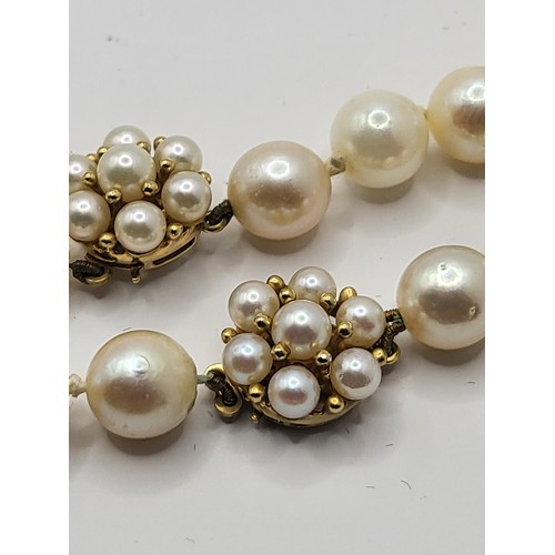 27 - Two Sets of Pearls with JKa kohle Hallmarked 9ct Gold Clasps Complete Weight of Pearls 87g Length On... 