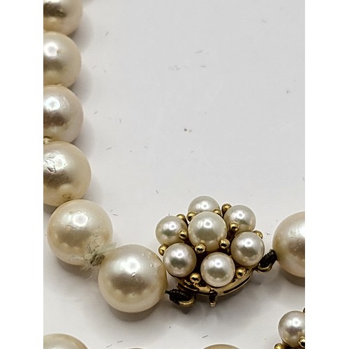 27 - Two Sets of Pearls with JKa kohle Hallmarked 9ct Gold Clasps Complete Weight of Pearls 87g Length On... 