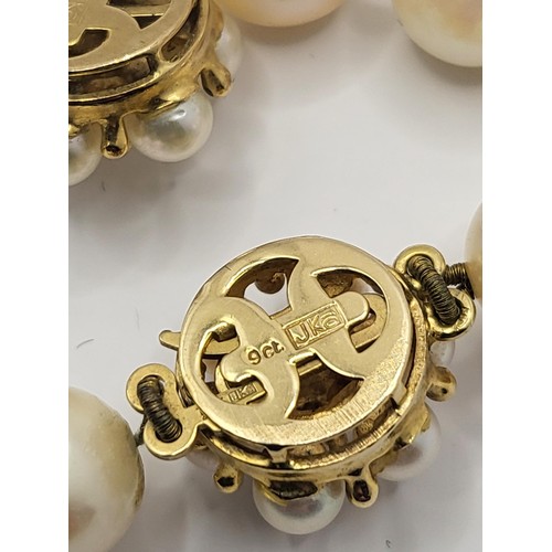 27 - Two Sets of Pearls with JKa kohle Hallmarked 9ct Gold Clasps Complete Weight of Pearls 87g Length On... 