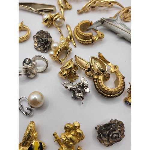 34 - Collection of Clip on Earrings Mostly Monet & Other Costume Jewellery