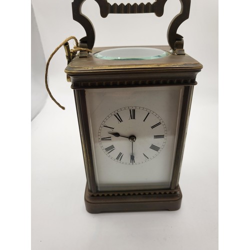 62 - Large Carriage Clock in Rather Dirty Condition Clock Winds & Goes for a Few Seconds Then Stops T... 