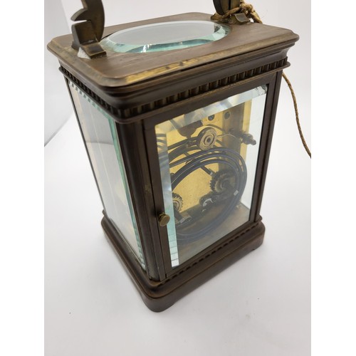 62 - Large Carriage Clock in Rather Dirty Condition Clock Winds & Goes for a Few Seconds Then Stops T... 