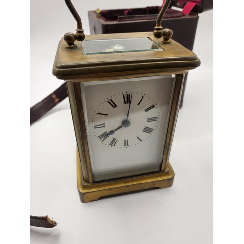 63 - Brass Carriage Clock Does Wind Goes For a Good While & Then Stops Sure it Only Needs Service as ... 