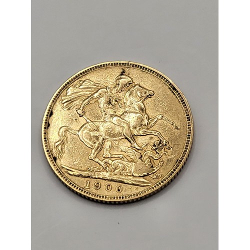 64 - 1900 22ct Gold Sovereign Nice Looking Condition