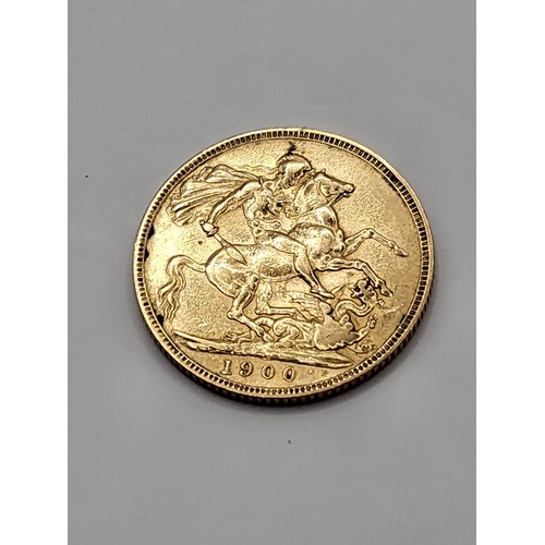 64 - 1900 22ct Gold Sovereign Nice Looking Condition