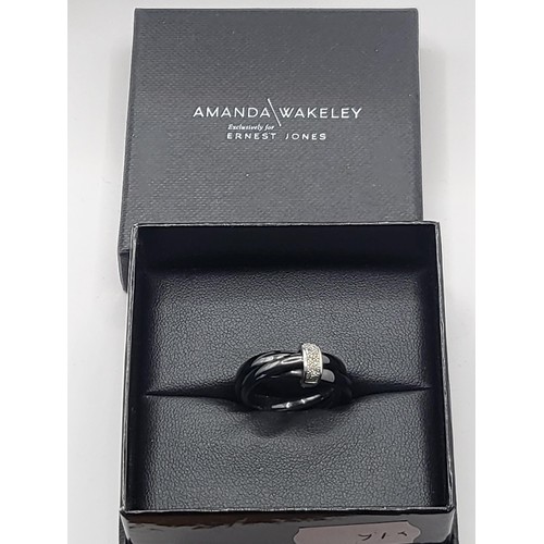 79 - Amanda Wakeley 925 Diamond & Ceramic Ring in Original Box Ring Size N