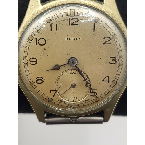 82 - Vintage Buren Military Watch in Working Order with Expandable Strap