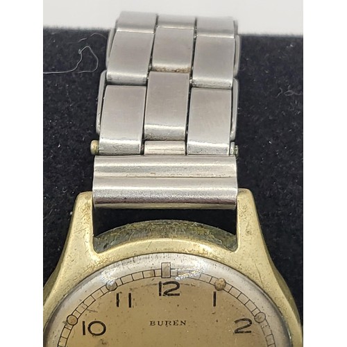 82 - Vintage Buren Military Watch in Working Order with Expandable Strap