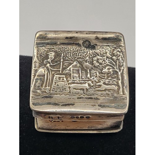 96 - Silver Hallmarked Pill Box Has Minerva Head with Key on One Side & Lion With Key On Other Side a... 