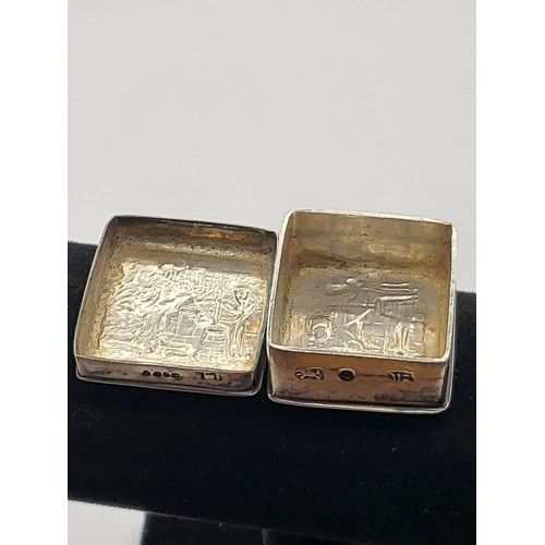 96 - Silver Hallmarked Pill Box Has Minerva Head with Key on One Side & Lion With Key On Other Side a... 