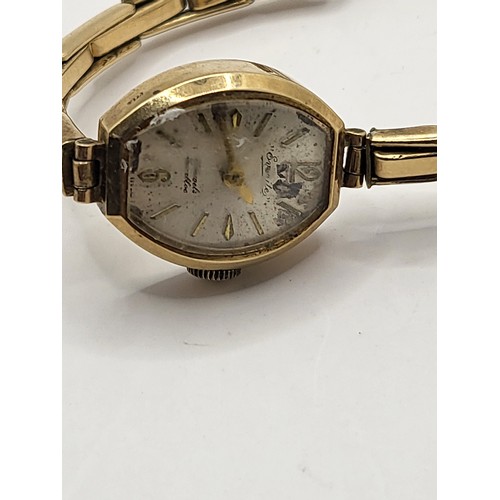 111 - 9ct Gold Ladies Vintage Everite Watch Only The Movement Cover is Gold Strap is Plated Watch Face is ... 